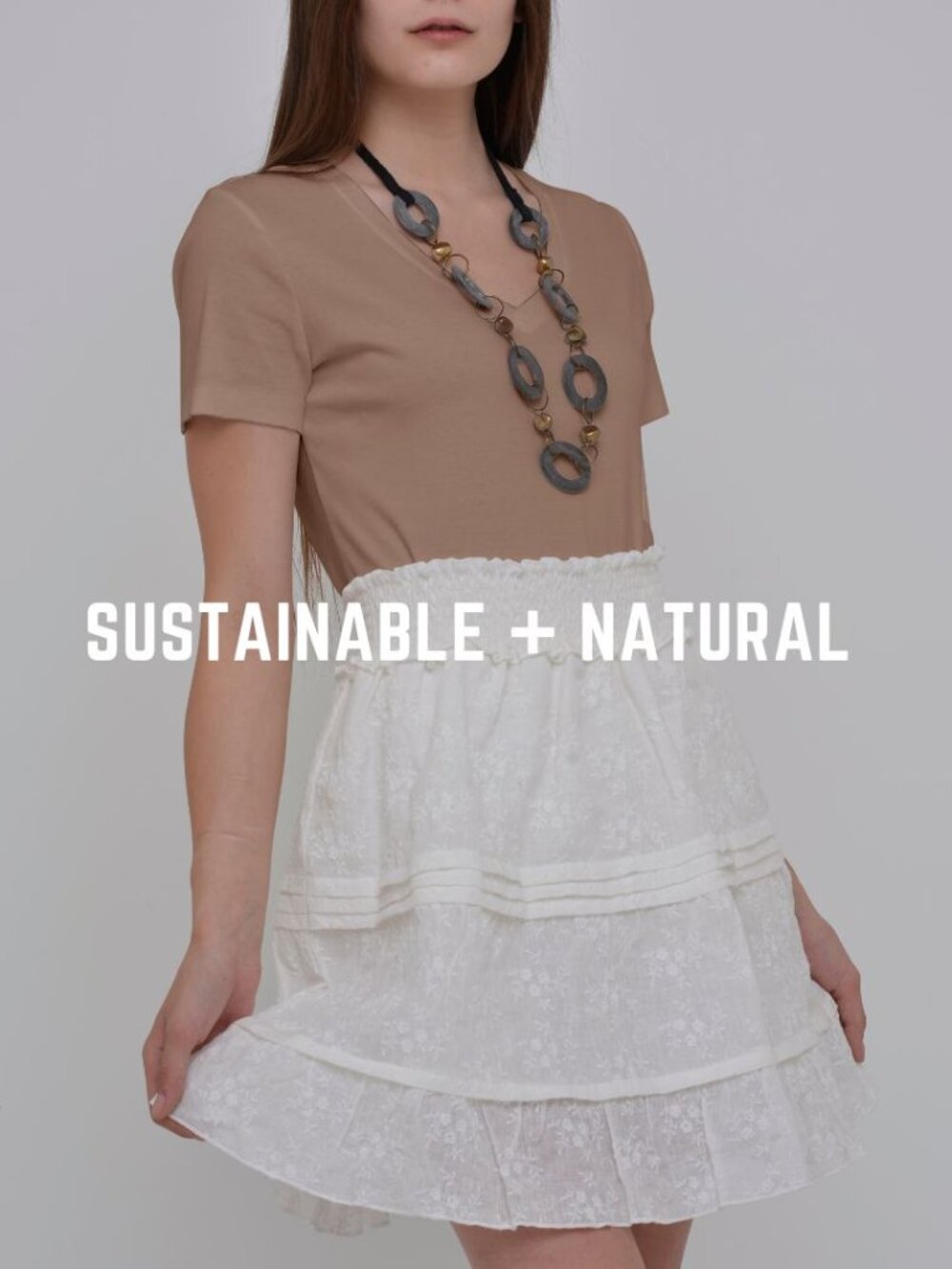 Linen Floral Embroidery Tiered Skirt - All Natural and Sustainable
